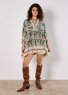 Block Print Oversized Shirt, Khaki, large
