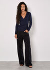 Ribbed Knit Sparkle Wrap Jumper, Navy, large