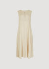 Linen Blend Zip Maxi Dress, Stone, large