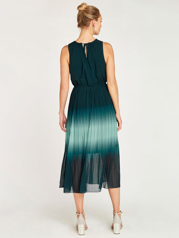 Ombre Grecian Neck Midi Dress, Green, large
