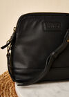 Leather Cross Body Bag, Black, large