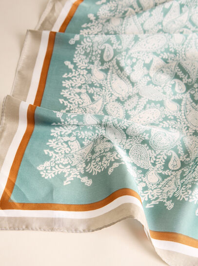 Blue Paisley Satin Head Scarf