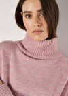 Chunky Marl Turtleneck Jumper, Pink, large