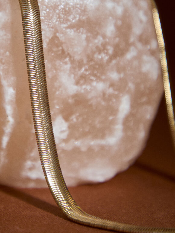 Gold Tone Layered Snake Chain Necklace, Gold, large