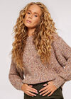 Flecked Ribbed Knit Jumper, Pink, large
