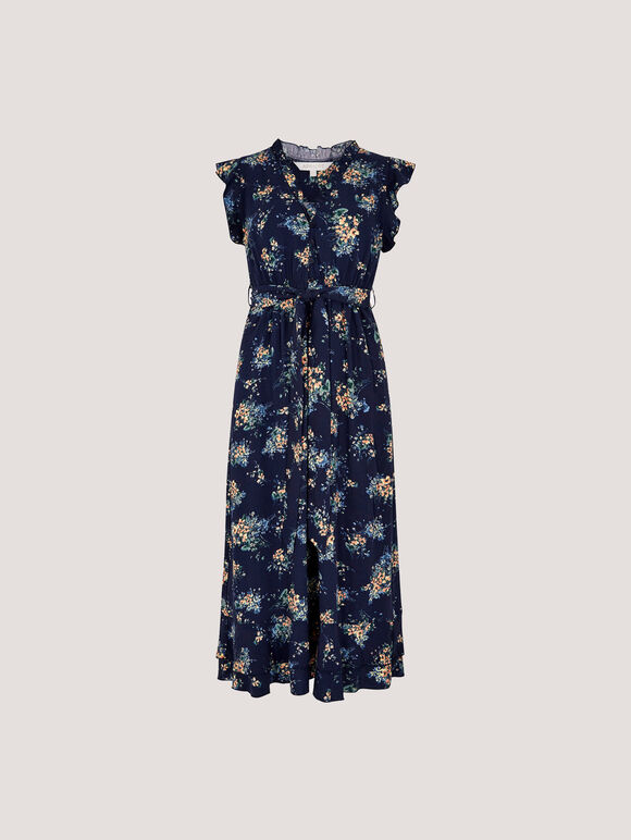 Ditsy Floral Print Midi Dress, Navy, large