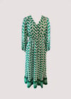 Geo Leaves Drawstring Maxi Dress, Green, large