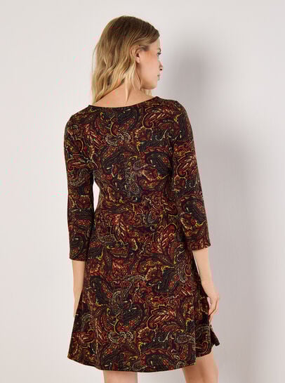 Jersey Knit Paisley Mini Dress