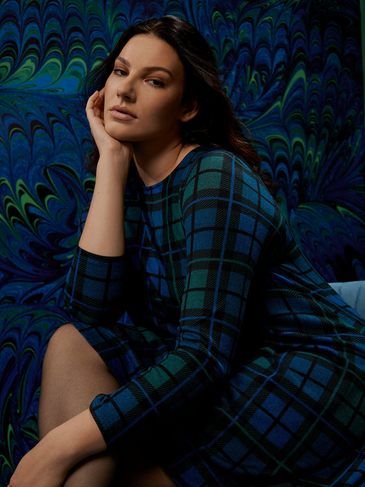 Swing curve store midi dress