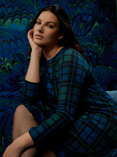 Curve Check Swing Mini Dress 
