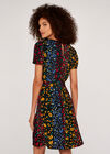 Floral Smock Dress, Black, large