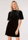 Fit And Flare Velvet Mini Dress, Black, large