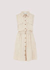 Sleeveless Shirt Mini Dress, Stone, large