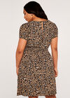 Curve Shirred Waist Short Sleeve Dress, Stone, large