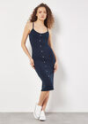 Ribbed Jersey Cami Midi Dress, Navy, large