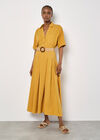 Boho Belted Midi Skirt, Mustard, large