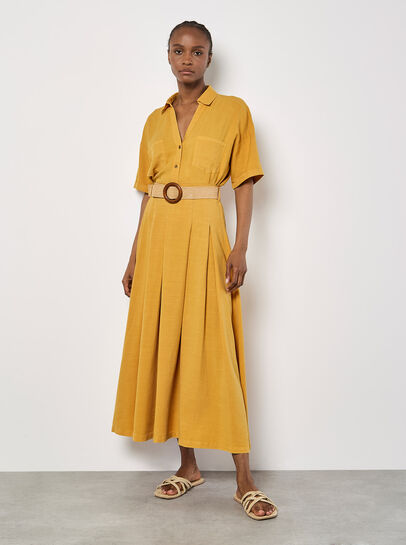 Boho Belted Midi Skirt