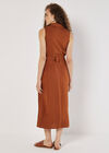 Linen Blend Utility Midi Dress, Rust, large