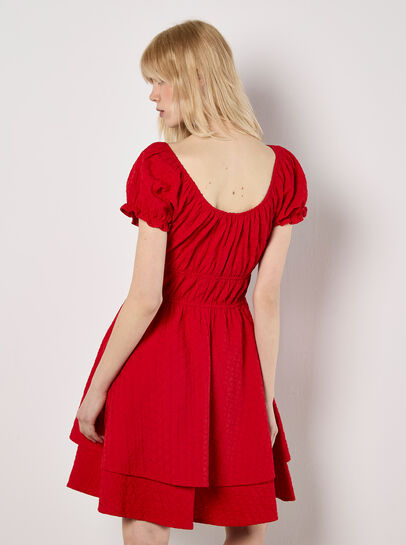 Eyelet Embroidery Tiered Mini Dress