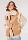 Borg-Lined Suede Aviator Gilet, Stone, large