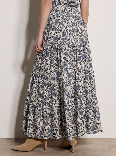 Painterly Paisley Tiered Maxi Skirt