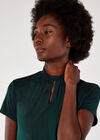 Wrap Collar Short Sleeve Top, Green, large