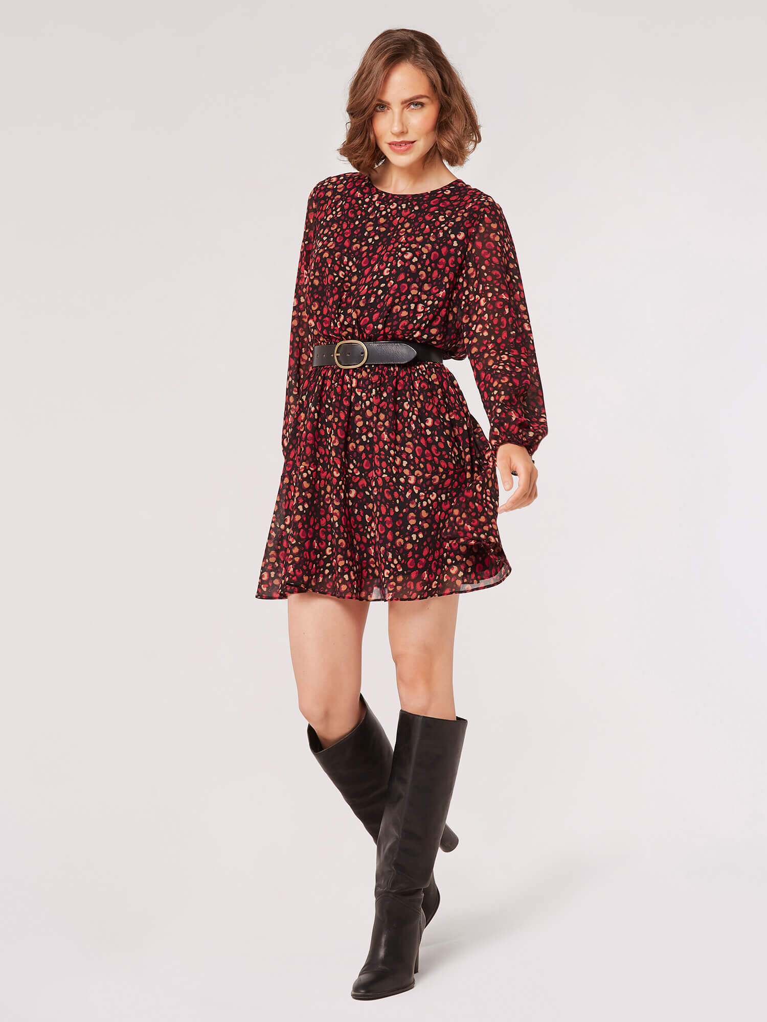 Burgundy animal print dress top