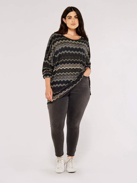 Curve Khaki Side Zip Top, Khaki, large