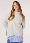 Oversized Boucle Jumper, Light Grey / Silver, large