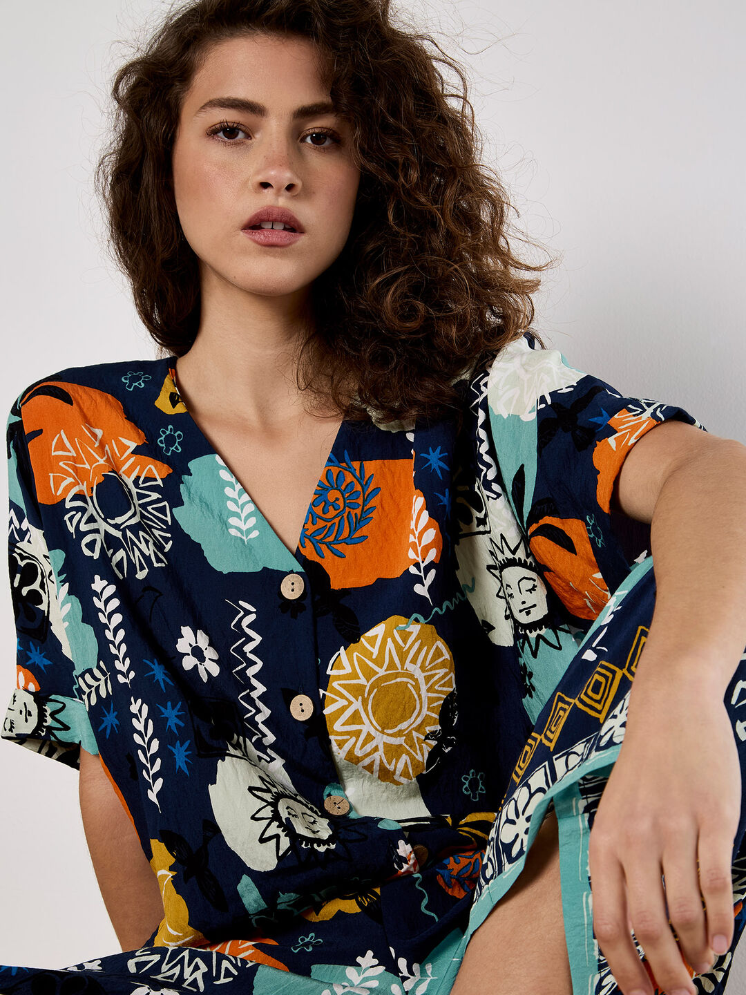 Image of Colourful Sketch Print Top