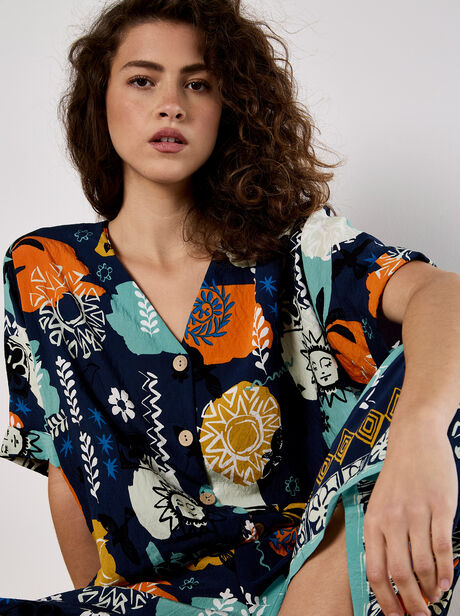 Colourful Sketch Print Top