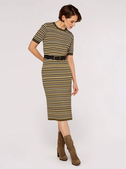Multi Stripe Knitted Midi Dress