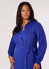 Curve Belted Shirt Midi Dress, Blue, large