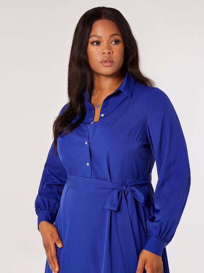 Curve Belted Shirt Midi Dress