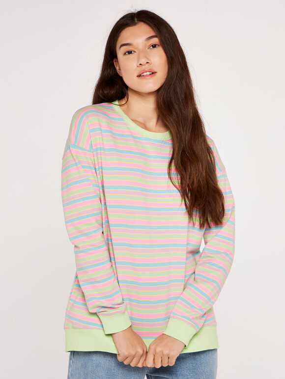 Pastel Rainbow Sweatshirt, Mint, large