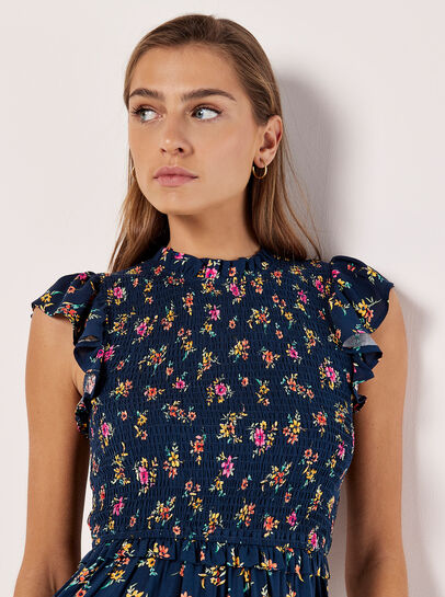 Floral Bunch Smocked Mini Dress