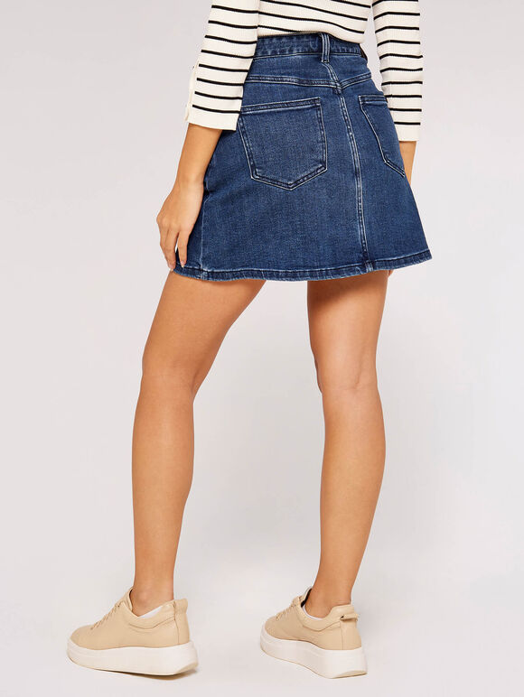 Denim Mini Skirt, Blue, large