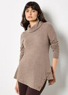 Asymmetric Hem Knit Top, Stone, large
