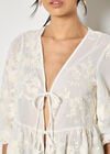 Embroidered Floral Chiffon Top, Cream, large