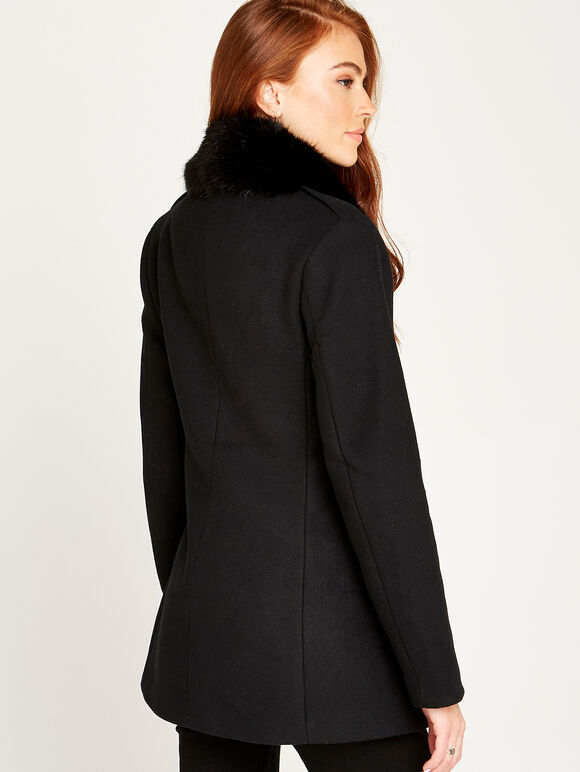 Longline Biker Jacket, Black, large