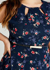 Painterly Floral Cut Out Neck Dress +, Navy, large