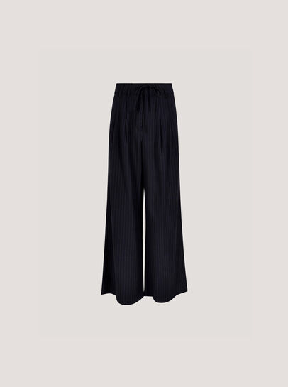 Pinstripe Wide Leg Tailored Trousers