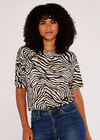 Zebra Print T-Shirt, Stone, large