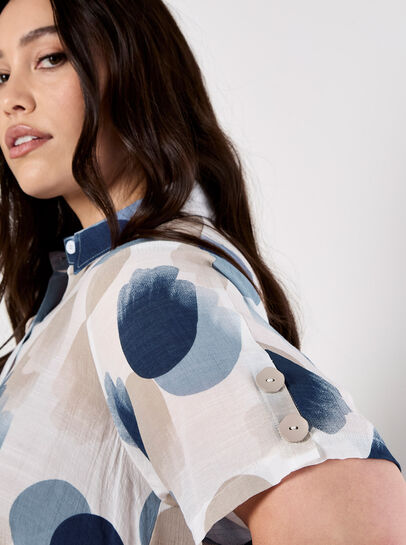 Painted Circles Oversized High-Low Shirt