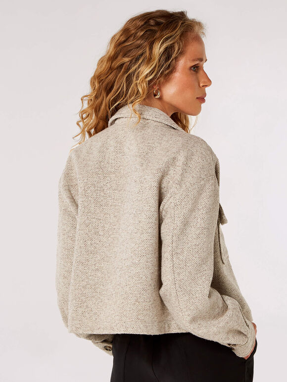 Woven Textured Shacket, Stone, large