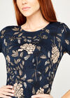 Etched Floral Print Jersey Dress, Navy, large