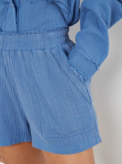 Textured Cotton Shorts
