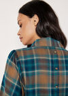 Soft Touch Balloon Sleeve Check Shirt, Brown, large