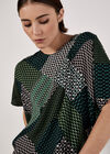 Geometric Patchwork Textured T-Shirt, Green, large