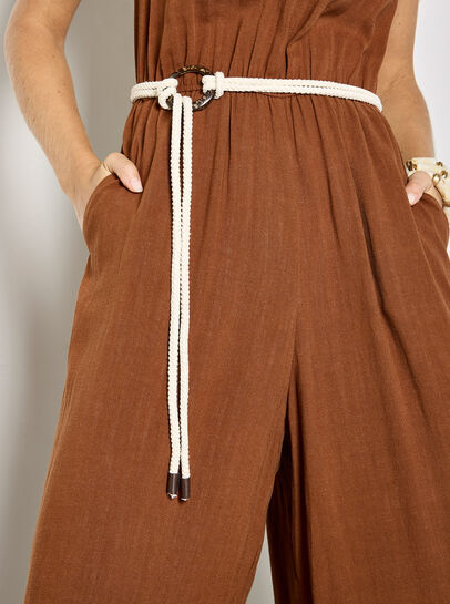 Cotton Blend Wide-Leg Jumpsuit